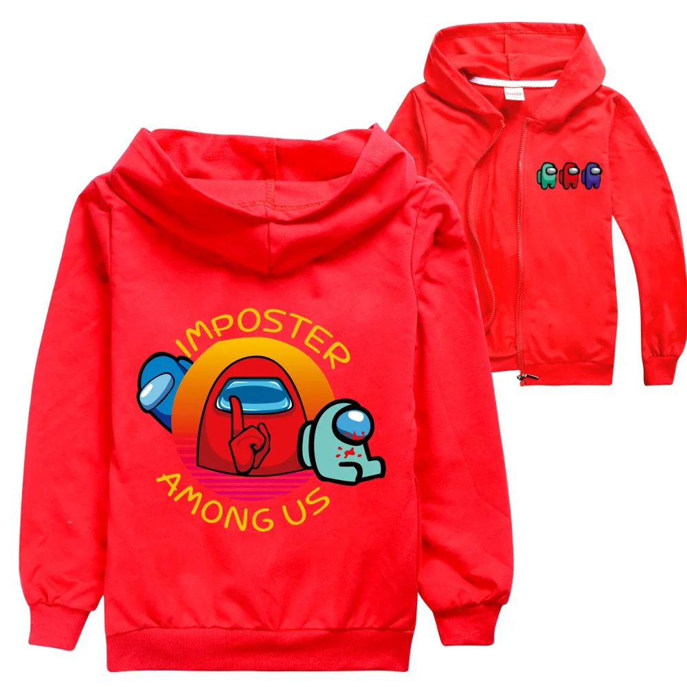 

Among Us New Zipper Thin Coat Boys Girl Long Sleeve Pocket Hooded Coat Street Clothing Children Clothes Winter Clothes Kid Coat