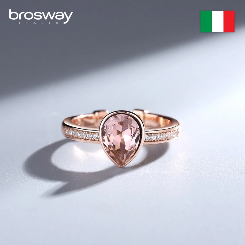 

Brosway Original Designer Luxury Charm Rose Gold Sterling Silver 925 Crystal Opening Simple Ring Set Women for Ring Jewelry