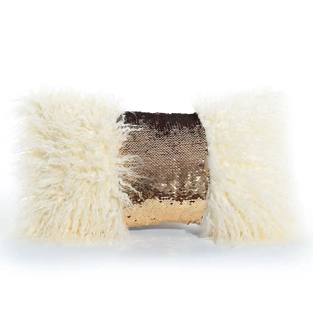 30x50 см новая Прямоугольная подушка из искусственной шерсти Золотая блестящая