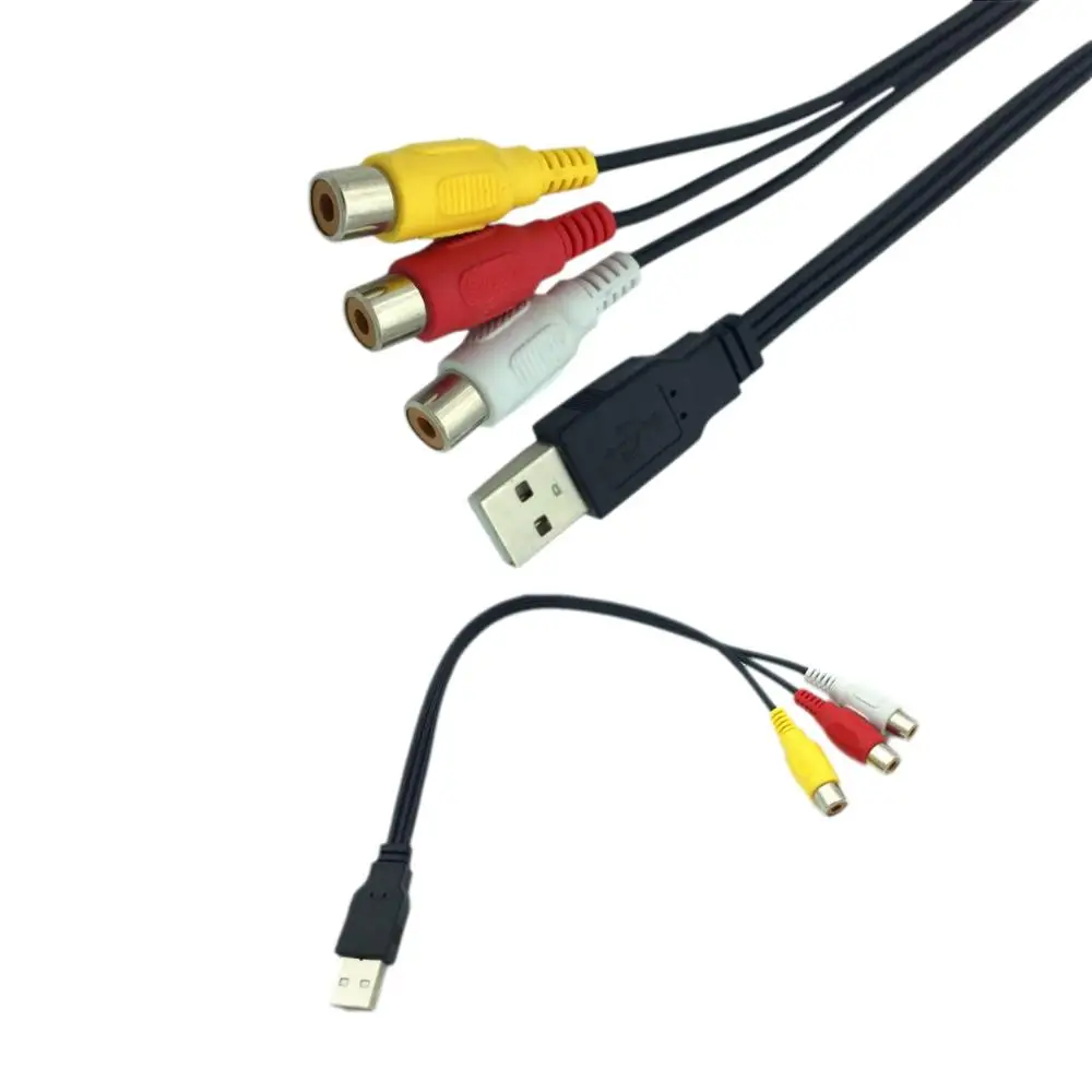 1 шт. USB штекер для 3 RCA Женский адаптер аудио конвертер видео AV A/V кабель USB для RCA кабель для HDTV ТВ телевизионный провод шнур