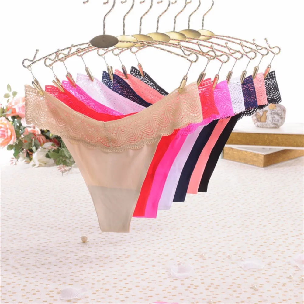 

Women Panties Solid Lace Thong Underwear Mujer Bragas Calcinha Crotchless