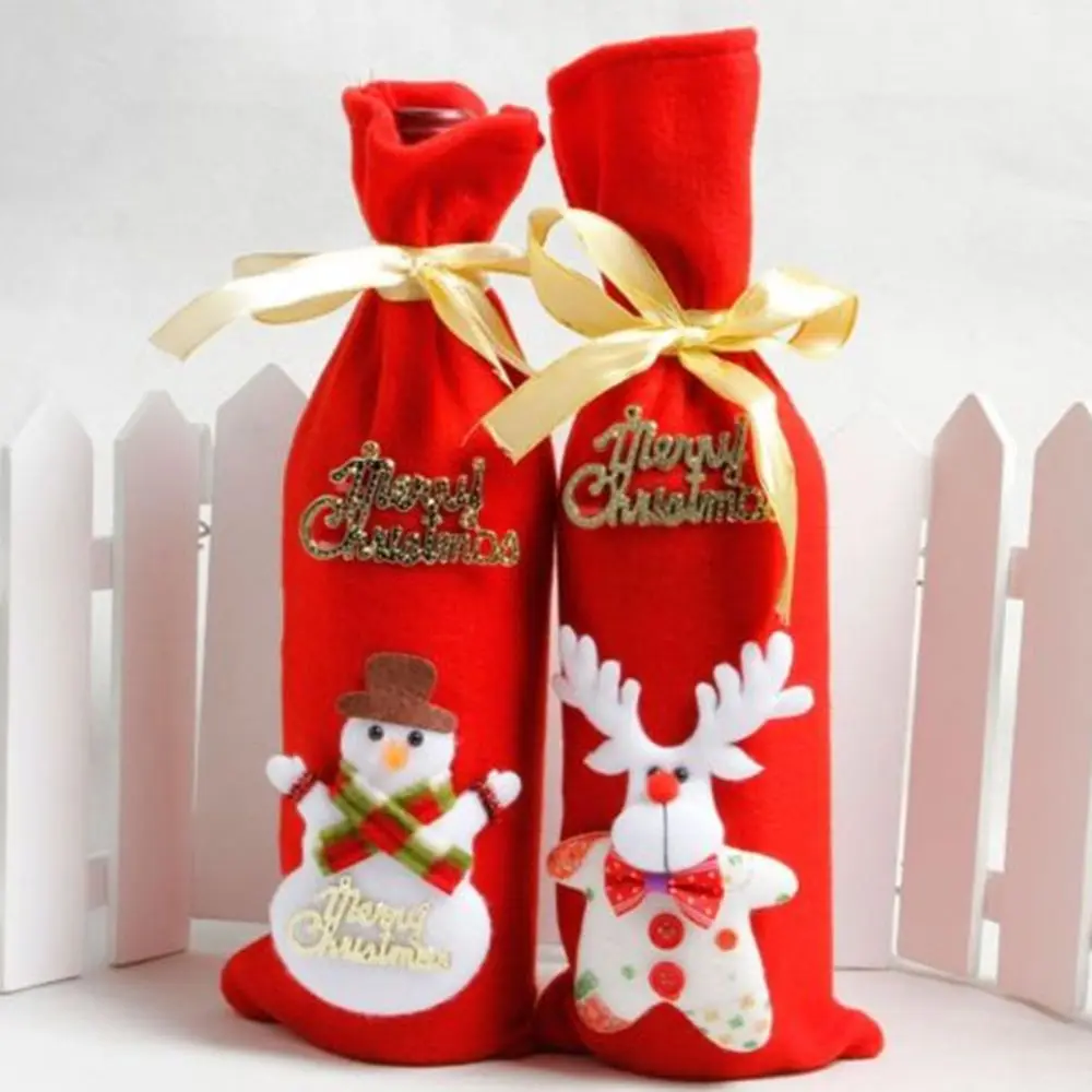 Рождество крышка бутылки вина Снеговик Рождественский чулок подарок сумки