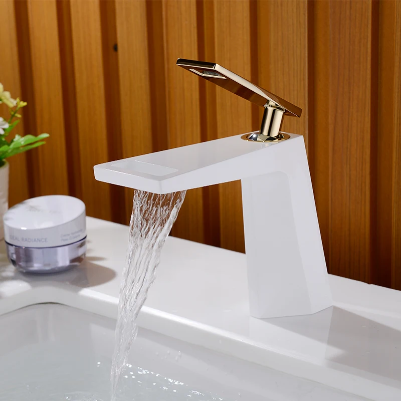 Простой креативный кран водопад для ванной комнаты медный горячей и холодной