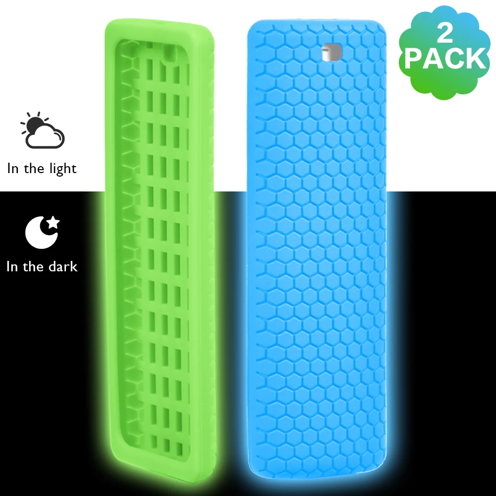 

2PACK Silicone Protective Case Cover Skin for Apple TV 4 Remote Control Waterproof Dust Cover Glow Blue and Glow Green