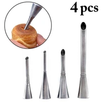 4pcsset cake cream decorating tip stainless steel icing piping pastry nozzles cupcake puff piping tip bakeware silk flower tool