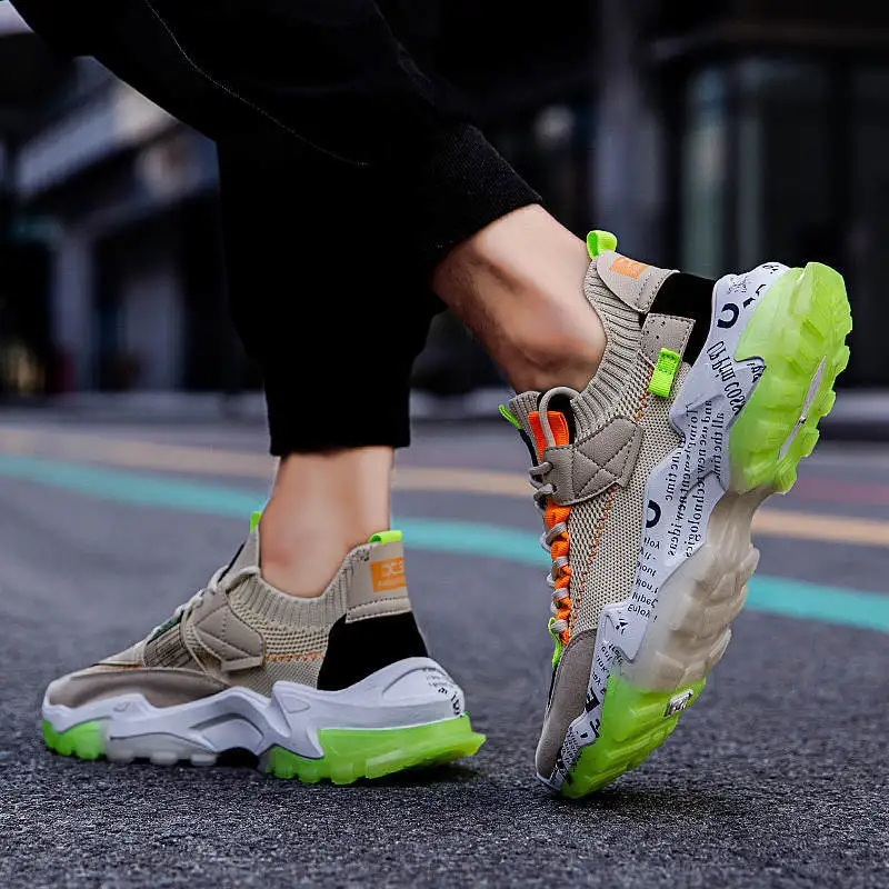 

Knitting Shoes For Men 2020 Shock Absorber Tenes Mascolino New High Sneakers Men Casua Working Shoes For Men Increase Tennis