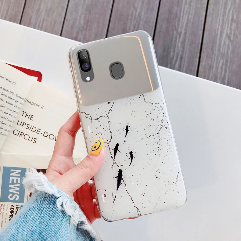 Для samsung Galaxy A50 чехол маленькое зеркало рыбы Цвет под мрамор для A20 A30 A60 A90 5G A10S A20S A30S