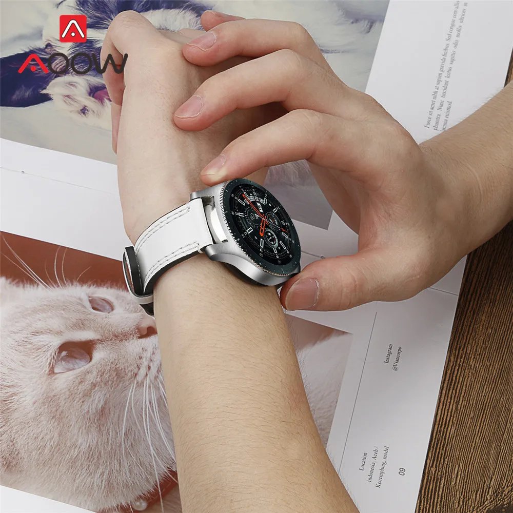 22 мм ремешок из натуральной кожи для samsung Galaxy Watch 46 мм gear S3 huawei GT Amazfit Stratos Pace Line быстросъемный браслет