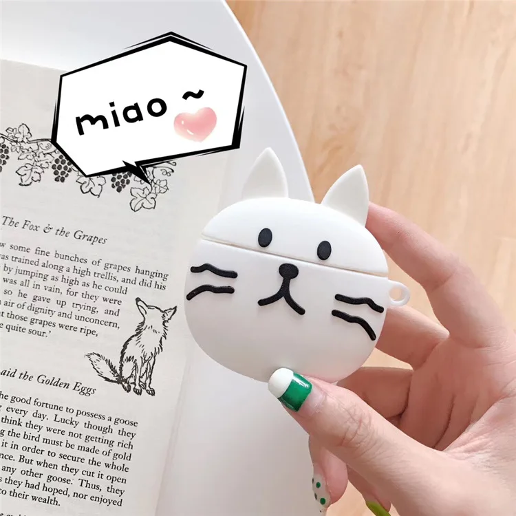 

Cute cartoon bearded cat earphone protective sleeve suitable for AirPods 1 2 wireless earphone protective sleeve