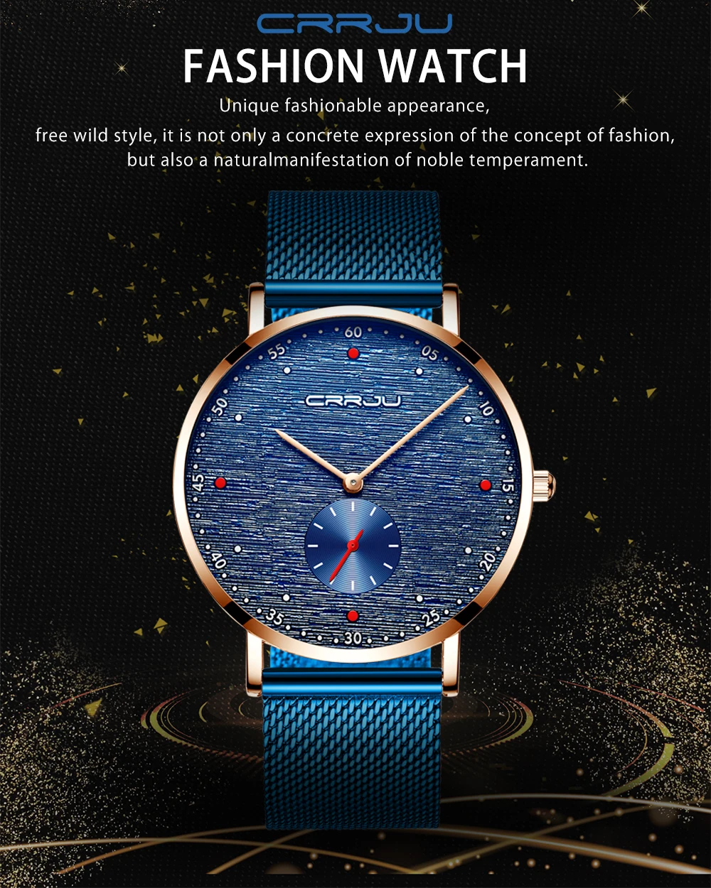CRRJU Watch Men Fashion Business Watches Men's Casual Waterproof Quartz Wristwatch Blue Steel Clock Relogio Masculino