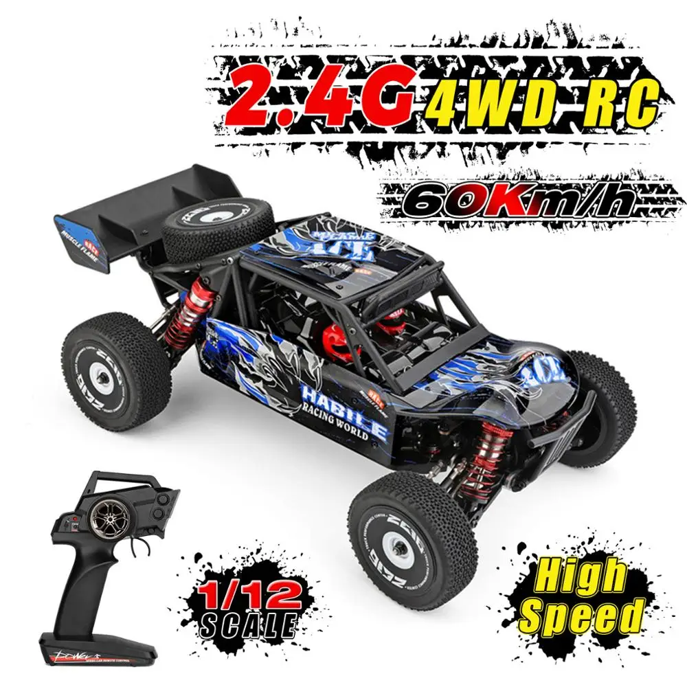 

Wltoys 124018 4WD Aluminum Alloy Chassis Zinc Alloy Gear High Speed Racing Car 60km/h 1/12 2.4GHz RC Car Off-Road Drift Car RTR