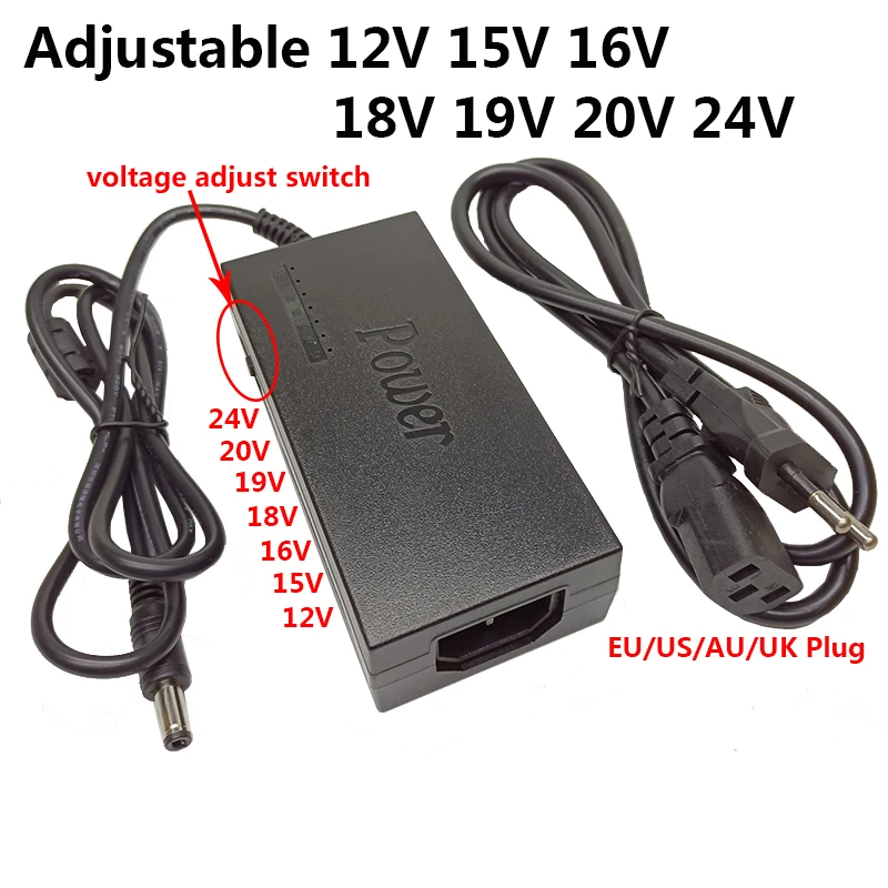 Universal Ajustável ac dc Fonte de Alimentação Adaptador 96w 12v 15v 16 18v 19v 20v 24v Carregador para Dell Toshiba hp Asus Acer Laptops Adaptadores AC/DC