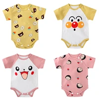cute cartoon print boy girl summer baby rompers o neck collar newborn cotton clothes jumpsuit for 0 2y toddlers bebe outfits