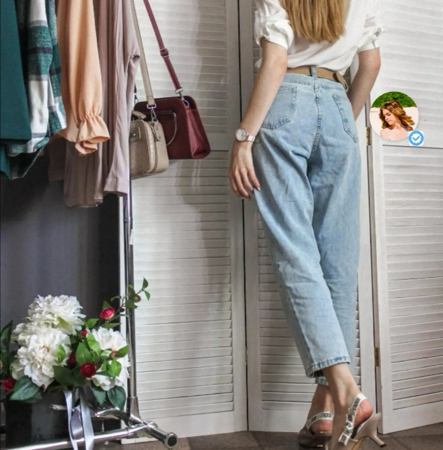 Женские винтажные джинсовые шаровары синие прямые джинсы на осень весну