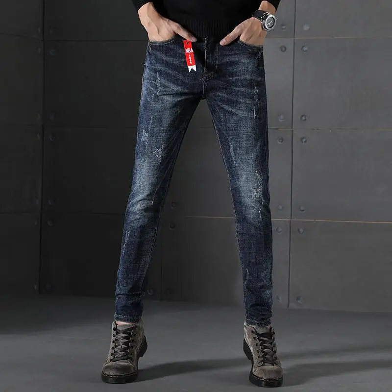 

New Arrivals Men's Fashion Simple Jeans Slim Version of the Elastic Denim Pants Causal Trousers