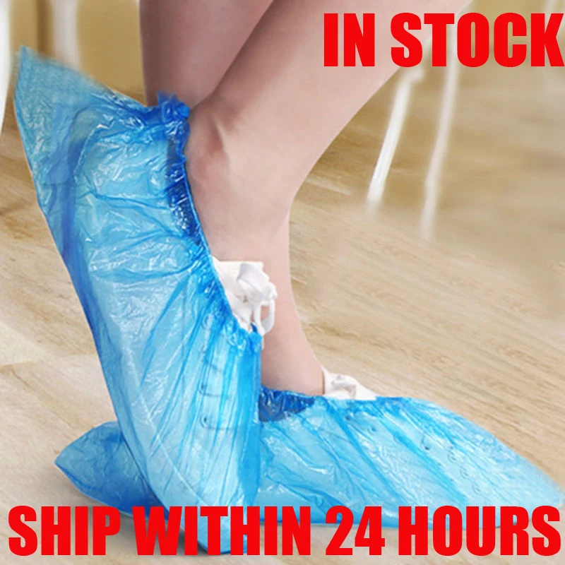 500PCS  Waterproof Anti Slip Boot Covers Plastic Disposable Shoe Covers Overshoes Safety shoe covers boots fast shipping