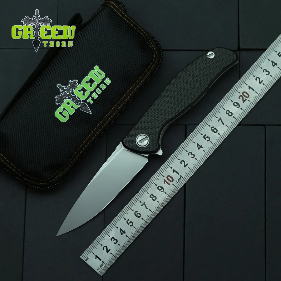 Складной нож Green Thorn Hati 95 С флиппером лезвие D2 титановое CF 3d-ручка уличный