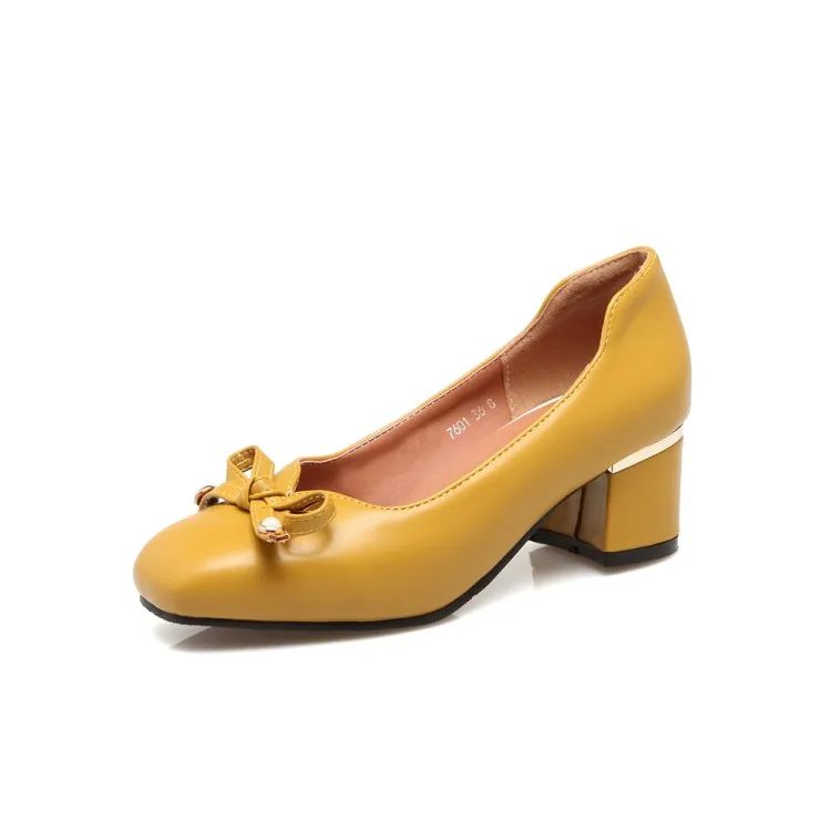 

Big Size 9 10 11 12 13 ladies high heels women shoes woman pumps Square-headed butterfly-knotted single shoes