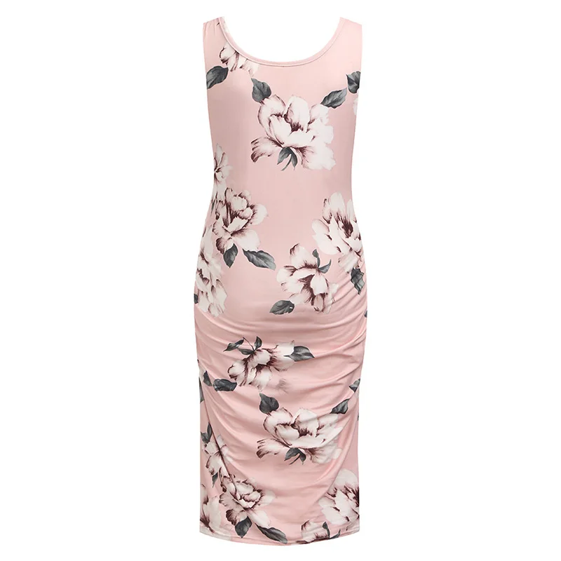 

2021 spring summer hot-selling printed round neck sleeveless long women's maternity dress