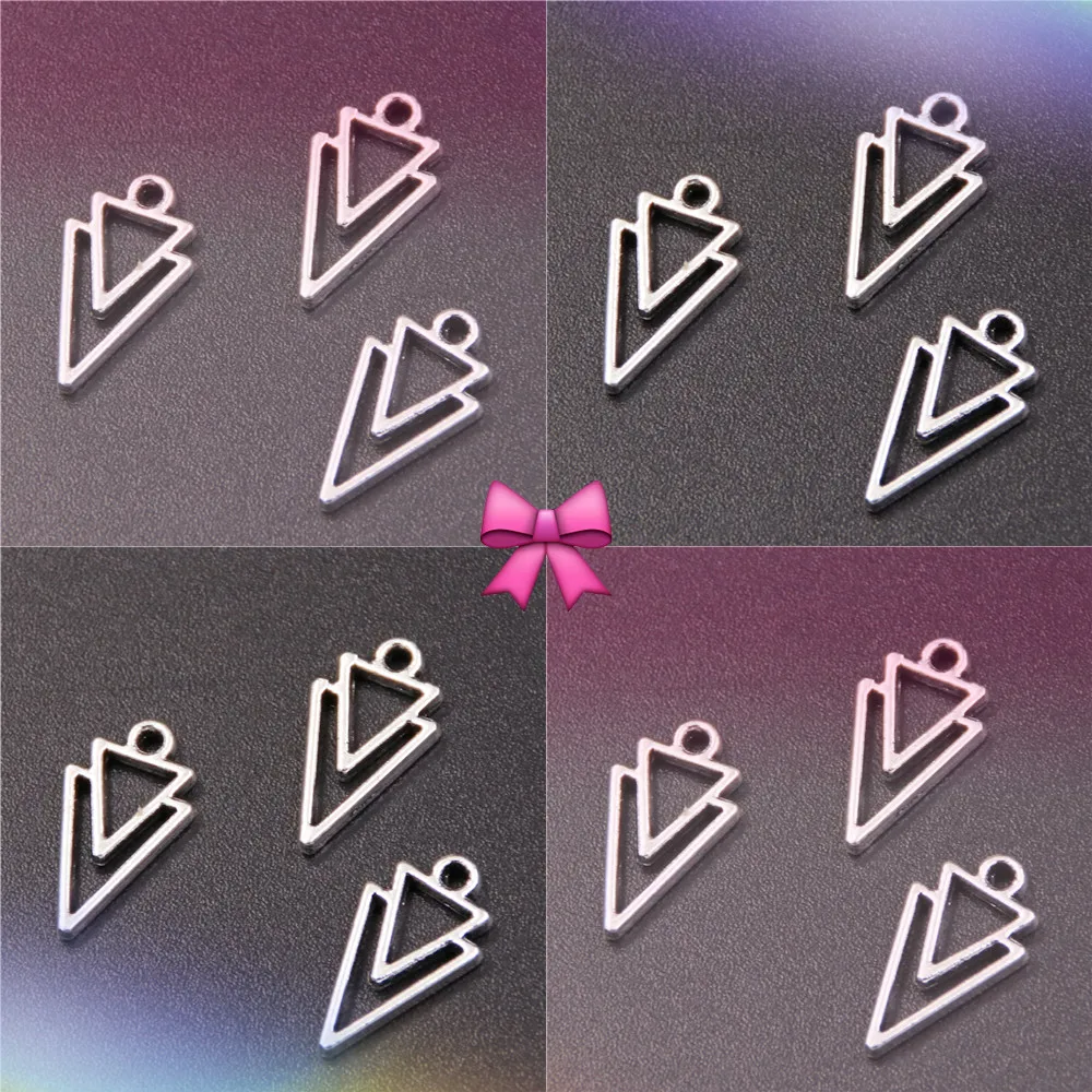 30 шт посеребренный двойной треугольник сочетание очарование ретро ожерелье