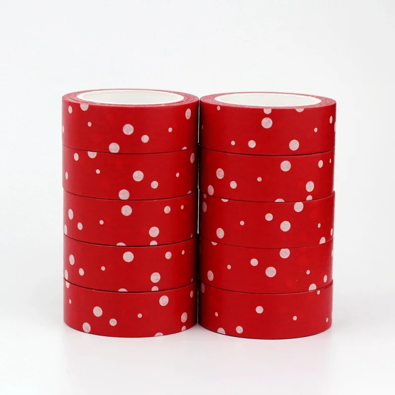 

NEW 10pcs/Lot Decorative Red Dots Bubbles Christmas Washi Tapes DIY Scrapbooking Planner Adhesive Masking Tape Cute Stationery