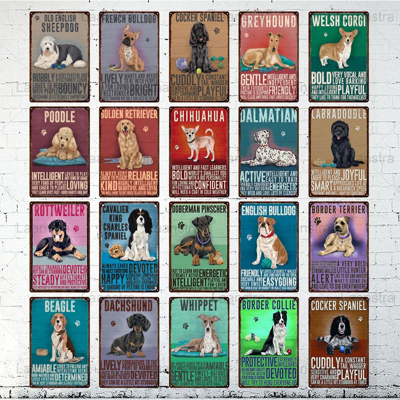 Ретро жестяной знак Железный Декор собака породы чихуахуа Бигле виппет Пудель