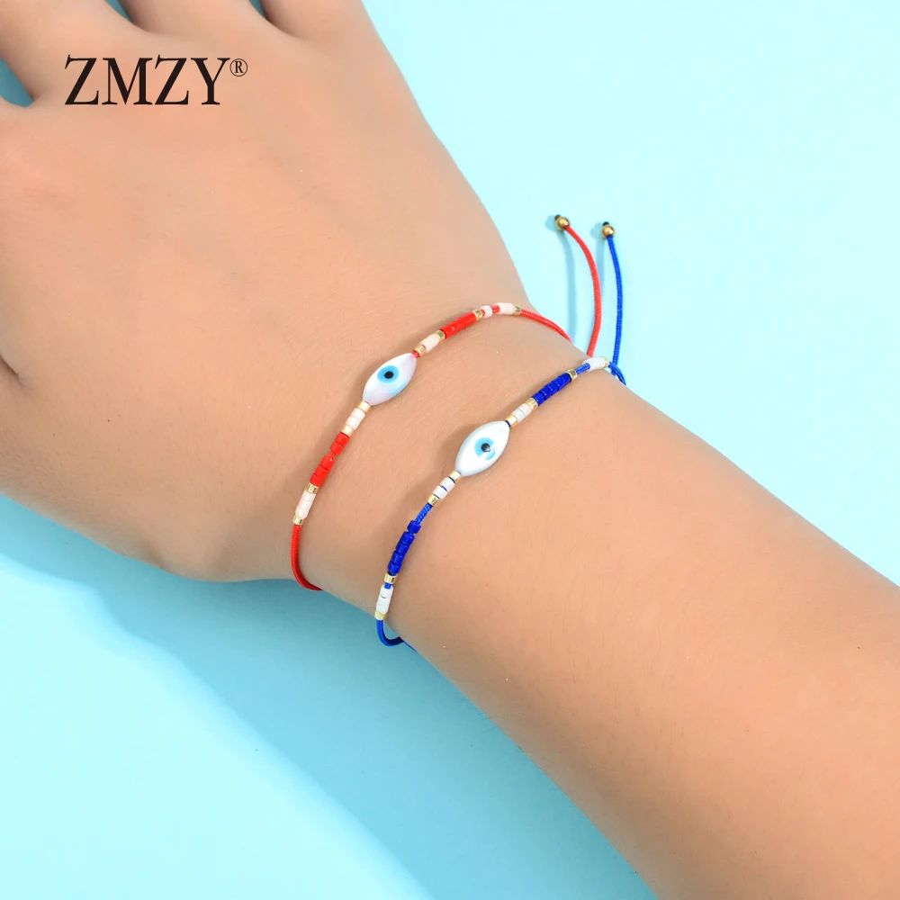 

ZMZY Adjustable Boho Handmade Evil Eye Bracelet Women Shell Beads Turkish Eye Bracelets Wristband Fashion Jewelry Gift