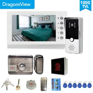 dragonsview 7 inch video door phone intercom system whiteblack video door entry panel intercoms for private home call panel free global shipping