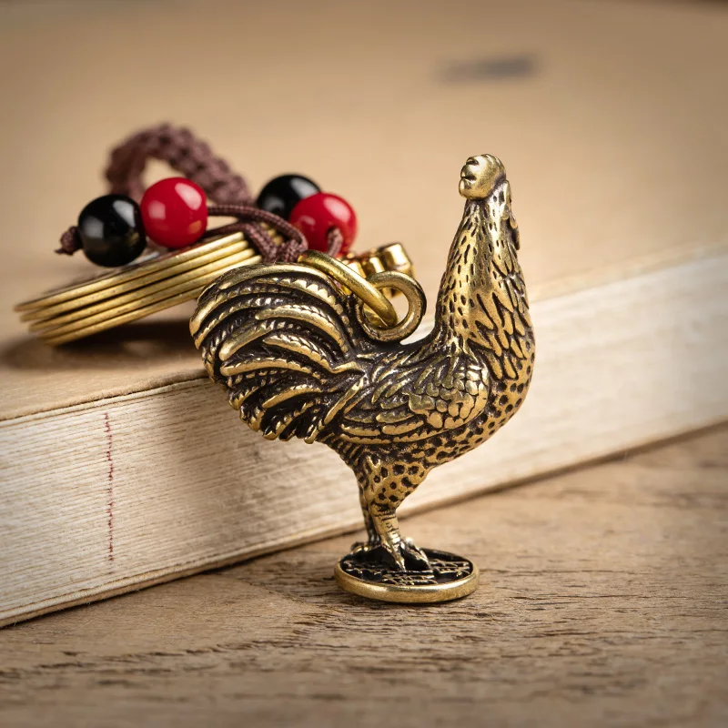 Винтажный Зодиак из латуни курица брелок Подвески ручной работы плетеная