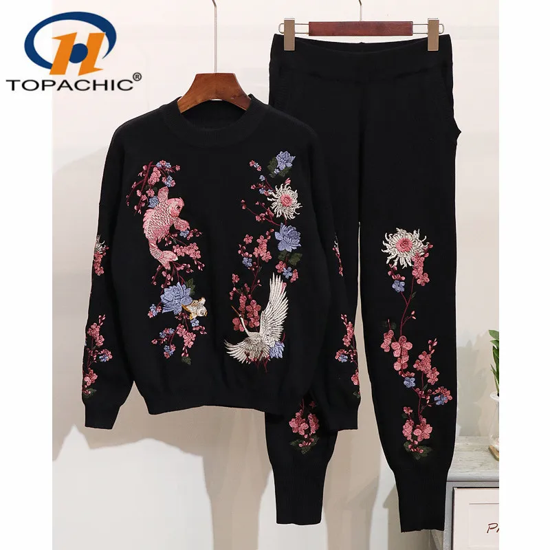 12 26 Высококачественный Свободный женский свитер топ длинные штаны вязаный