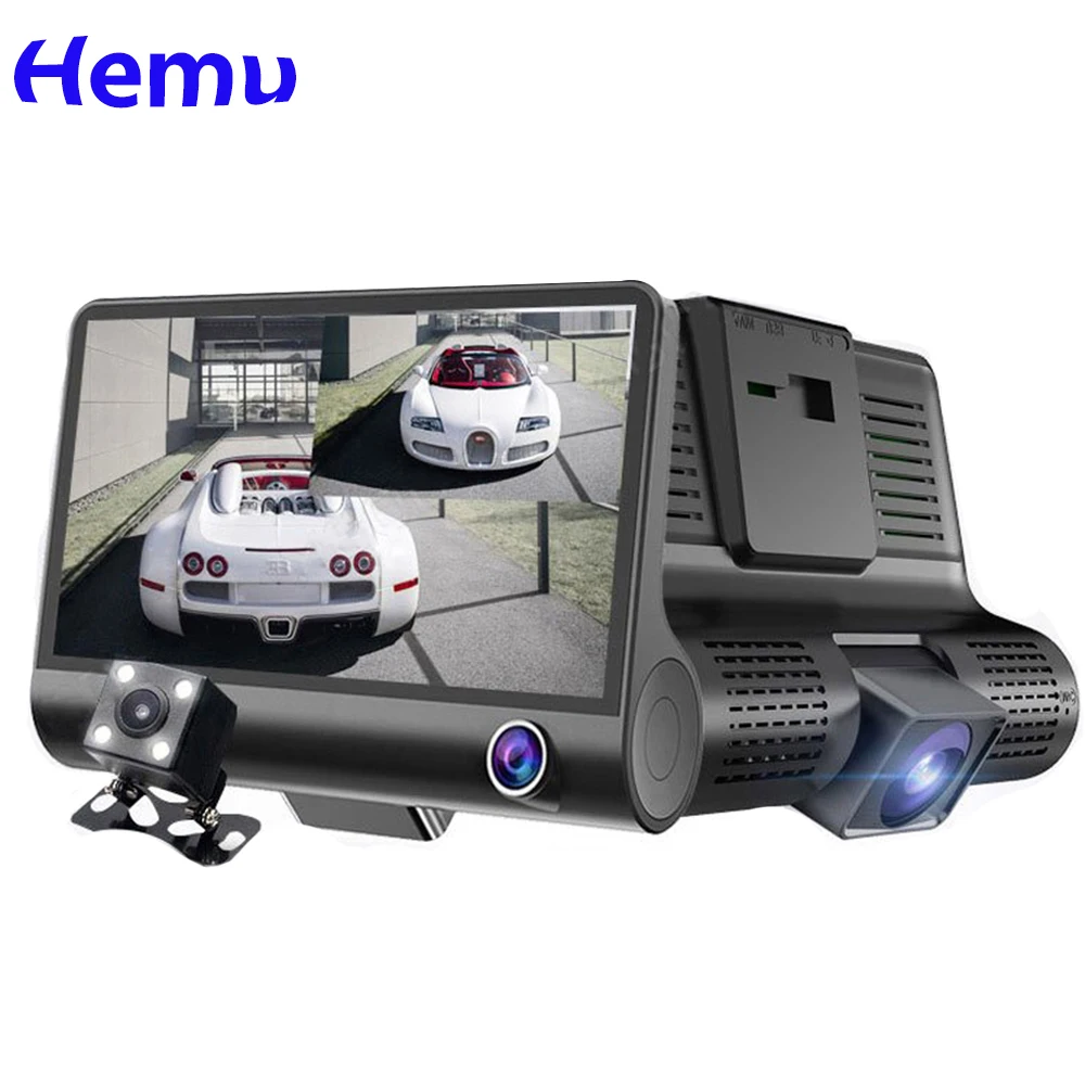 Автомобильный видеорегистратор HD 3 камеры с объективом 4 0 дюйма для автомобиля