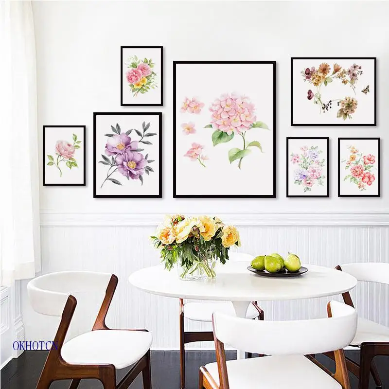 

Modern Watercolour Peony Flower Canvas Painting Beautiful Flowers Poster Wall Art Picture For Living Room Home Decorative Mural