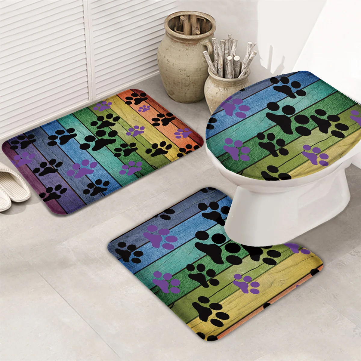 Набор из 3 предметов для ванной комнаты цветная деревянная доска набор ванны с