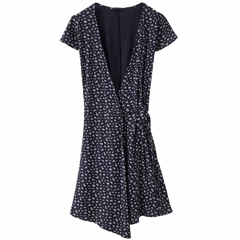 

Платье-трапеция женское PUWD Y2K, голубое, с цветочным принтом, с коротким рукавом и V-образным вырезом, лето 2021