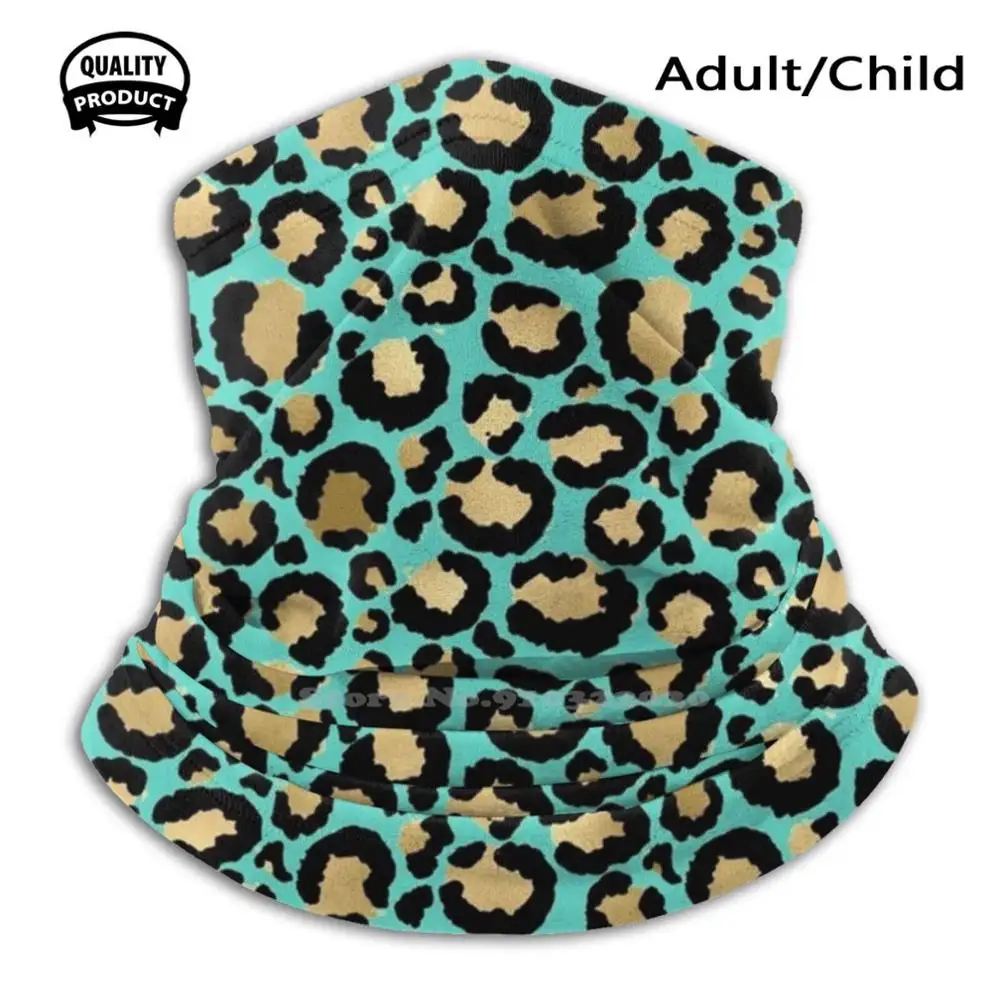 

Blue Turquoise Gold Metallic Leopard Print Fur Spots Cotton Breathable Soft Warm Mouth Mask Gold Leopard Spots Fur Lion King