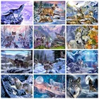 Набор для алмазной живописи Huacan, алмазная вышивка в виде волчьей горы, зимнее животное для дома