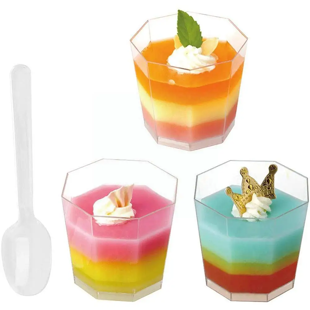 

New 100pcs Disposable Dessert Spoons Mini Transparent Ice Dessert Cream Spoons Spoon Disposable More Flatware For Jelly D1Q4