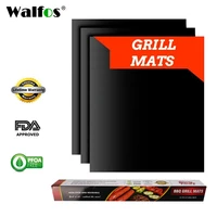 walfos 3 pieces reusable bbq grill mat pad sheet hot plate portable easy clean nonstick bakeware cooking tool bbq accessories