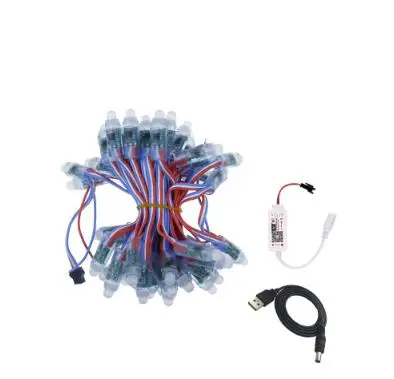 with WIFI controller 50 шт. 12 мм WS2811 IC RGB полноцветные пиксели USB светодиодный модуль WiFi bluetooth цифровой адресный 5 в Водонепроницаемая струнная лампа - Цвет: with WIFI controller