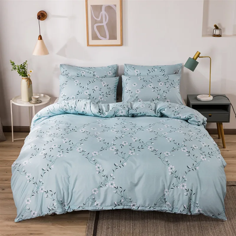 

Pastoral Duvet Cover Home Bed Set Queen Size Cute Bedclothes Flowers Prints Comforter Cover Bedding Sets French Romantic Style