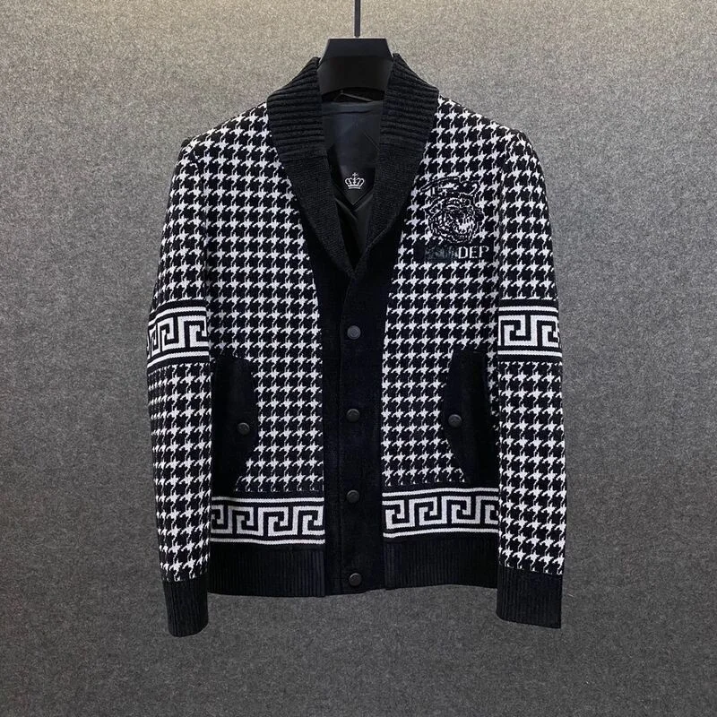 

2021 high quality fashion Plaid Korean jacket men's autumn and winter versatile personalized leisure short slim coat sweater