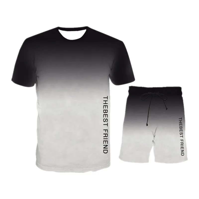 

2021 Spring and Summer Men'sT-shirt Suit Solid color Sport Shorts Set Breathable T-Shirt And Shorts Men's Fashion Fitness Suit