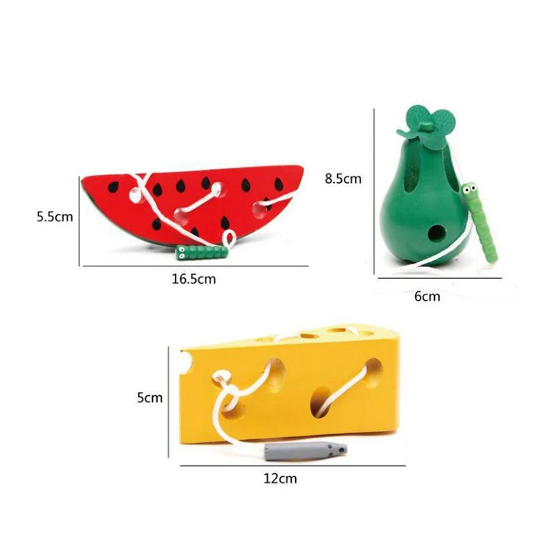 Монтессори деревянная нить мыши шнурки для сыра нарезные фрукты математические