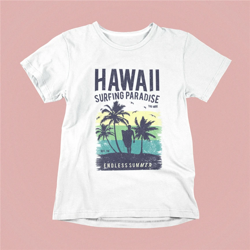 Новая Гавайская серфинговая Райская белая мужская футболка с короткими рукавами