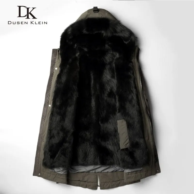 Мужские теплые меховые куртки DusenKlein зимняя новая роскошная длинная меховая