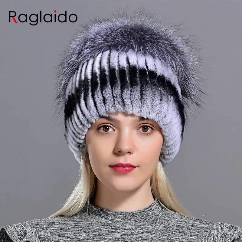 winter women hats fox rabbit fur pompom skullies beanies warm elastic fashionable fluffy thick outdoor stylish natural fur hats