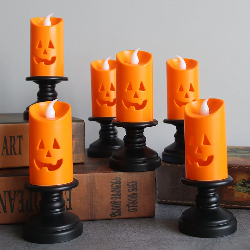 

1PC Halloween Lights LED Candle Pumpkin Candlestick Lamp Scery Spider Happy Halloween Carnival Party Decoration Horror Props