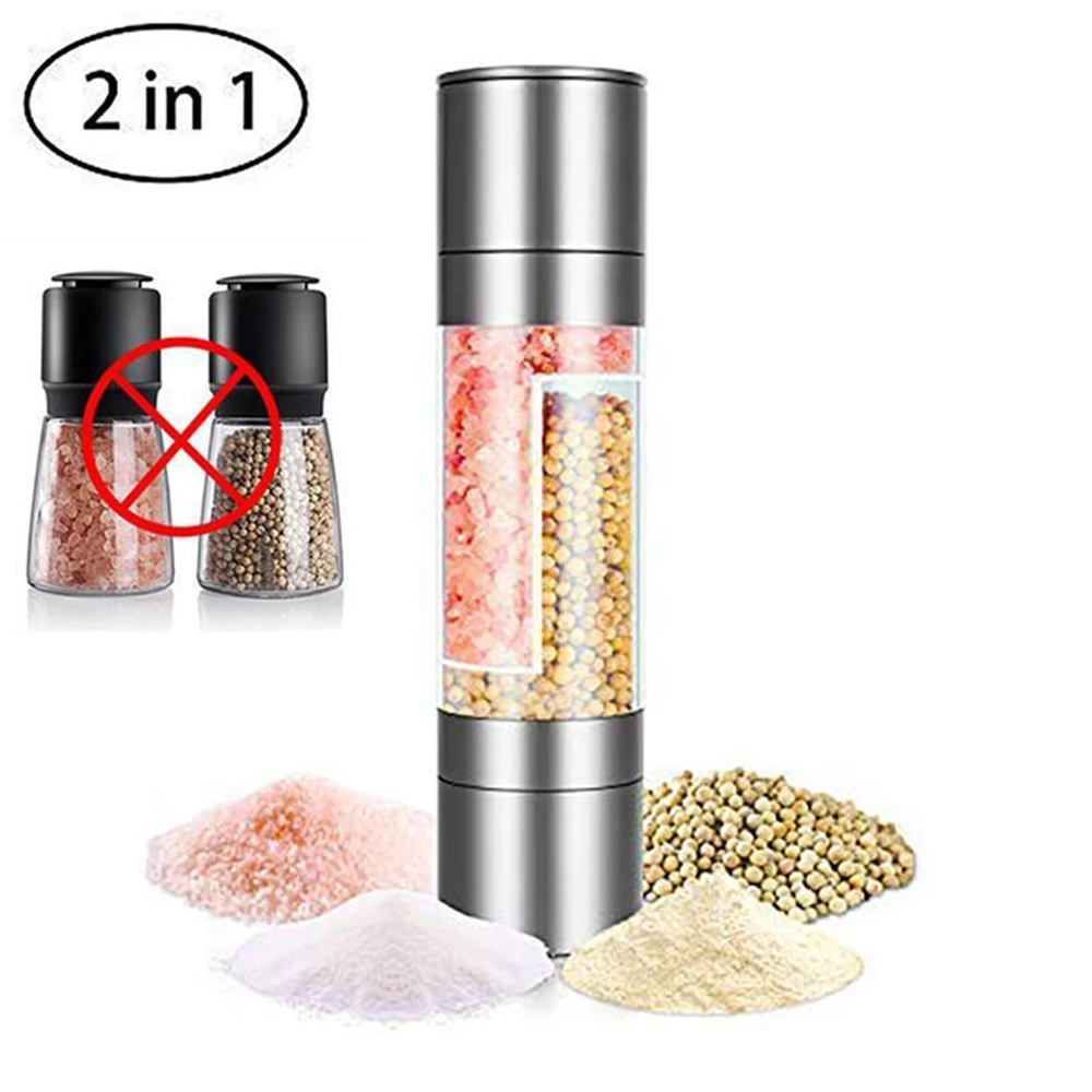 

2 in 1 abrader seasoning grinding stainless steel manual pepper grinder salt pepper grinder kitchen tool cooking accessories