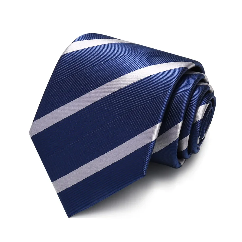 Высокое качество 2020 дизайнер Новая мода белый полосатый темно синий 8 см галстуки