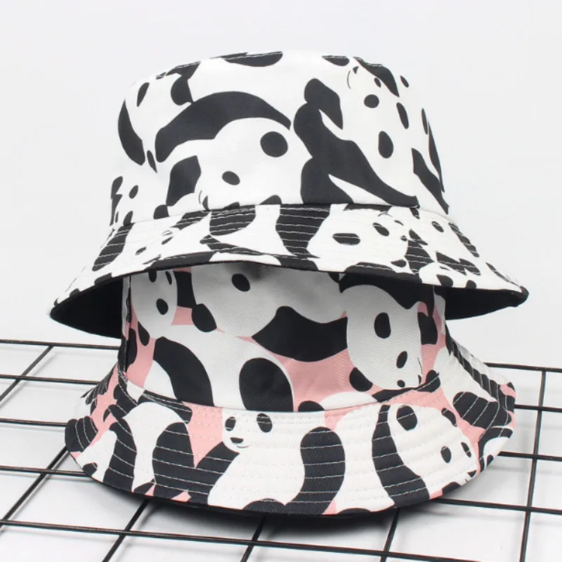 Панама двусторонняя с мультяшной пандой хлопковая двухсторонняя набедренная